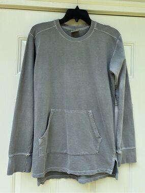 Comfort Colors Sweatshirt Distressed Grey Wash Kangaroo Pockets Sz S Cotton